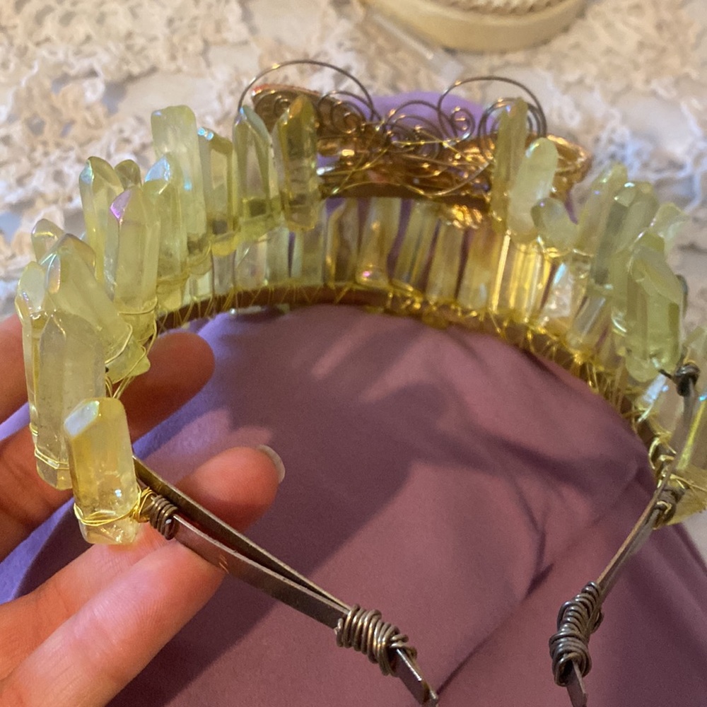 Mabon May Queen crystal crown with aurora aura flash Beltane Festival Stunning - Picture 5 of 8